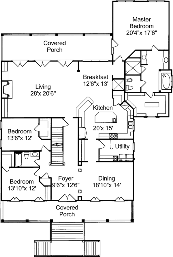 Architectural House Design - Country Floor Plan - Main Floor Plan #37-266