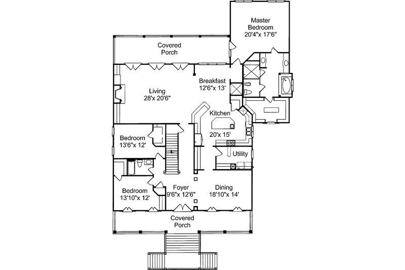 Home Plan - Floor Plan - Main Floor for Country House Plan #37-266 - 4 bed, 4 bath