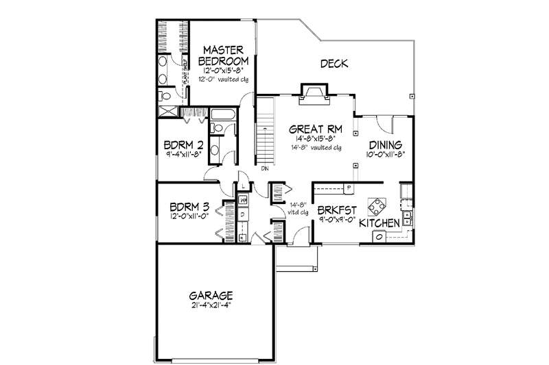 Home Plan - Floor Plan - Main Floor for Craftsman House Plan #320-719 - 3 bed, 2 bath