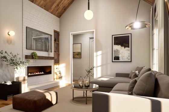 Interior - Family Room for Bungalow House Plan #54-686 - 2 bed, 3 bath