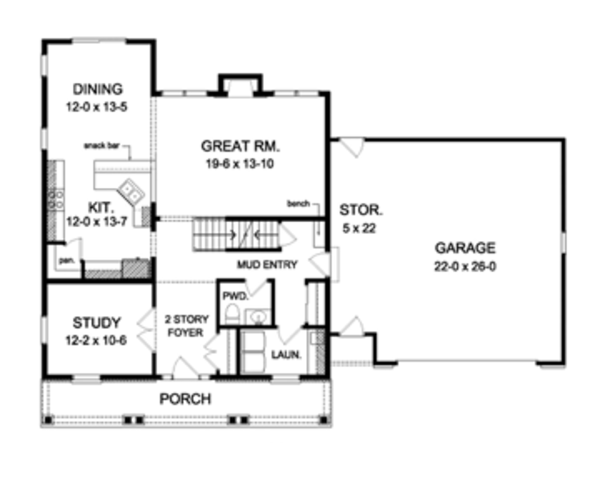 Home Plan - Colonial Floor Plan - Main Floor Plan #1010-55
