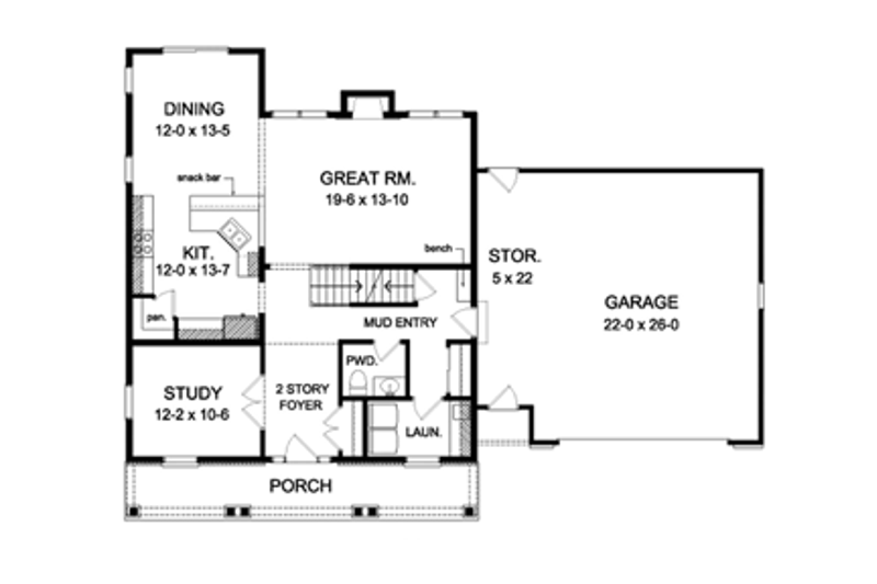 Home Plan - Floor Plan - Main Floor for Colonial House Plan #1010-55 - 4 bed, 2.5 bath