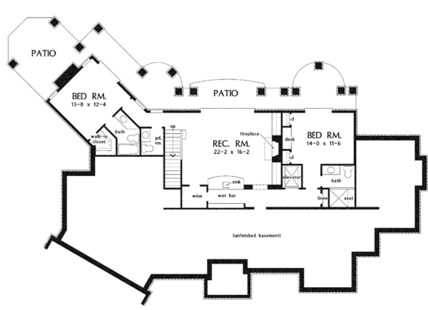 European Floor Plan - Lower Floor Plan #929-912