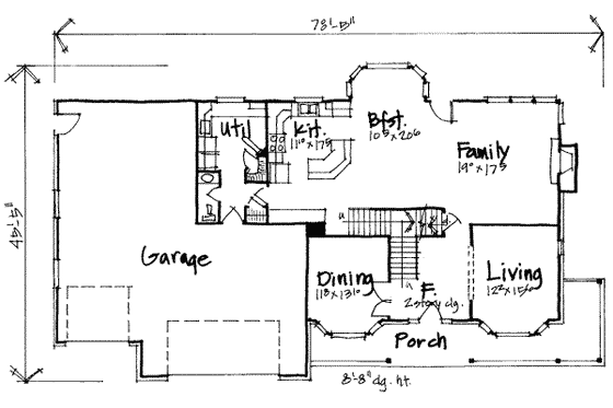 Floor Plan - Main Floor for Country House Plan #308-237 - 4 bed, 2.5 bath