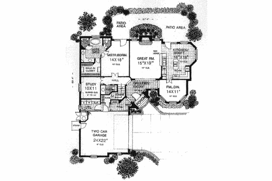 Floor Plan - Main Floor for Tudor House Plan #310-532 - 3 bed, 2.5 bath