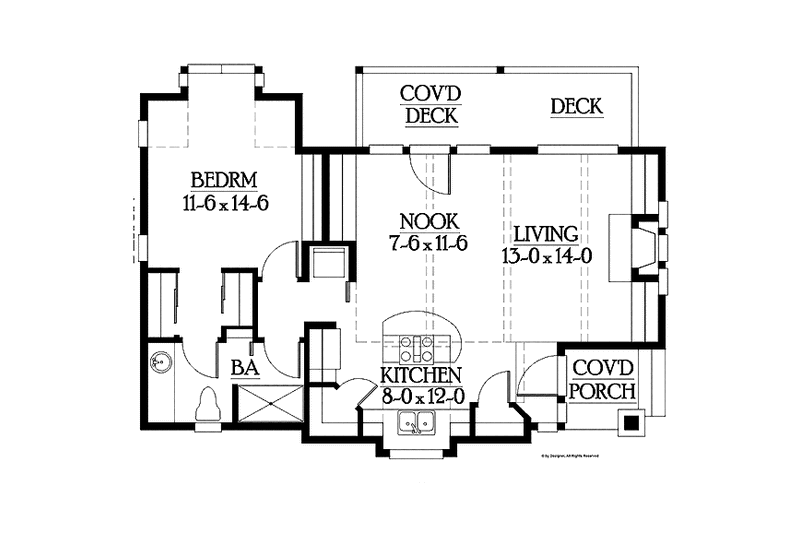 Dream House Plan - Floor Plan - Upper Floor for Craftsman House Plan #132-527 - 1 bed, 1 bath
