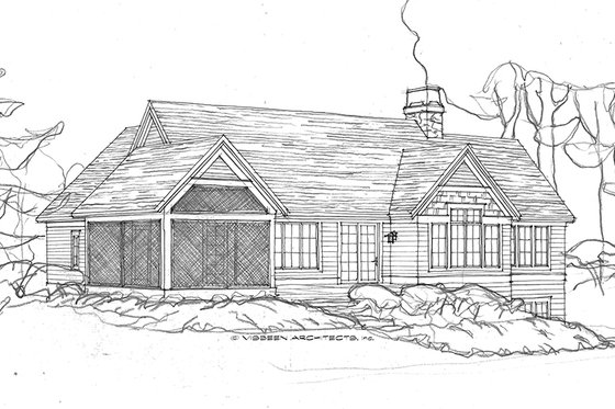 Exterior - Rear Elevation for Ranch House Plan #928-283 - 3 bed, 3 bath