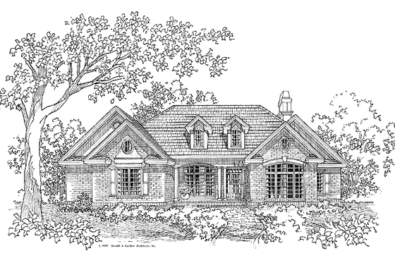 Exterior - Front Elevation for Ranch House Plan #929-293 - 3 bed, 2.5 bath
