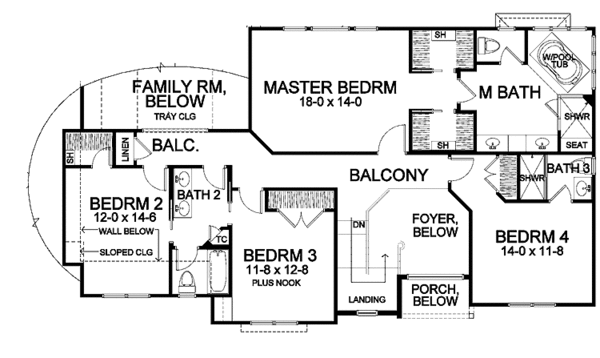 Dream House Plan - Traditional Floor Plan - Upper Floor Plan #328-461