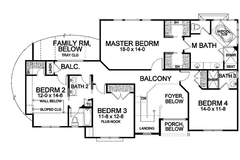 Dream House Plan - Floor Plan - Upper Floor for Traditional House Plan #328-461 - 4 bed, 3.5 bath