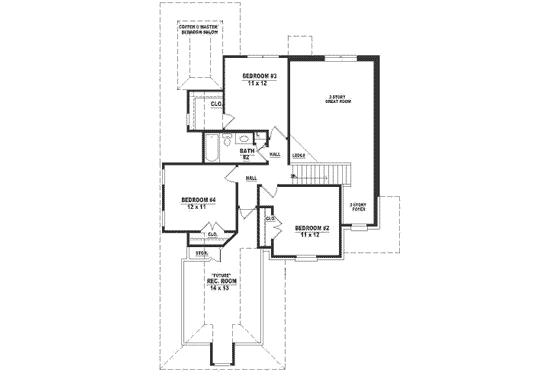 Floor Plan - Upper Floor for Southern House Plan #81-199 - 4 bed, 2.5 bath