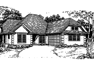 European Exterior - Front Elevation Plan #30-296