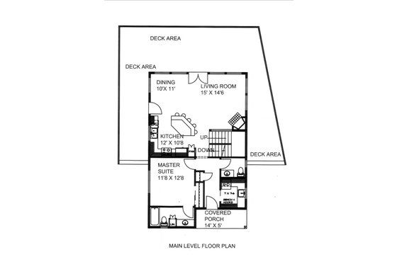 Floor Plan - Main Floor for Cabin House Plan #117-944 - 3 bed, 2.5 bath