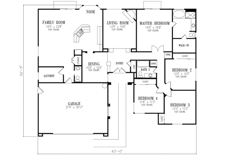 Dream House Plan - Floor Plan - Main Floor for Adobe / Southwestern House Plan #1-502 - 4 bed, 2.5 bath