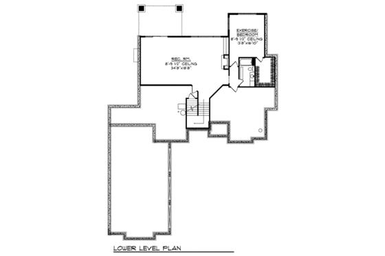 Floor Plan - Lower Floor for Traditional House Plan #70-636 - 4 bed, 3.5 bath