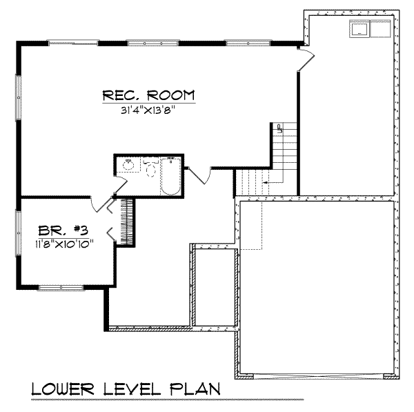 Architectural House Design - Traditional Floor Plan - Lower Floor Plan #70-116