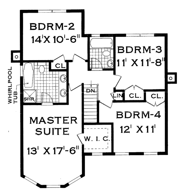 Traditional Floor Plan - Upper Floor Plan #3-271