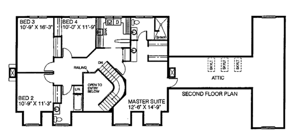 Home Plan - Colonial Floor Plan - Upper Floor Plan #60-722
