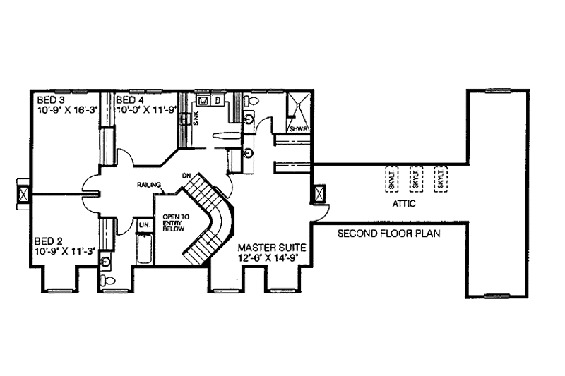 Dream House Plan - Floor Plan - Upper Floor for Colonial House Plan #60-722 - 4 bed, 2.5 bath