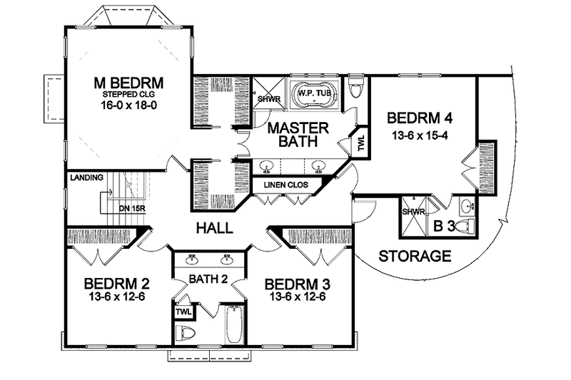 Home Plan - Floor Plan - Upper Floor for Classical House Plan #328-439 - 4 bed, 3.5 bath