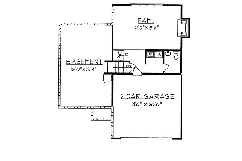 Home Plan - Floor Plan - Lower Floor for Contemporary House Plan #70-1328 - 3 bed, 2.5 bath