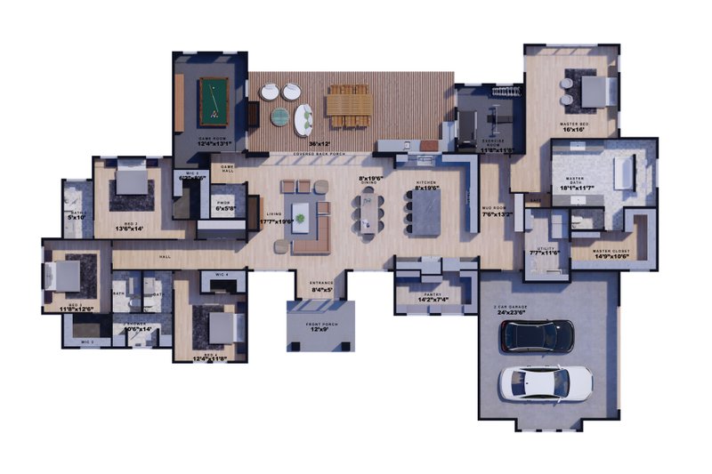 Home Plan - Floor Plan - Main Floor for Contemporary House Plan #1110-18 - 4 bed, 3.5 bath