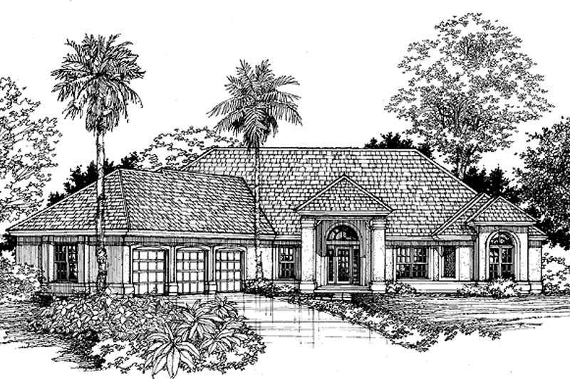 Dream House Plan - Mediterranean Exterior - Front Elevation Plan #320-587