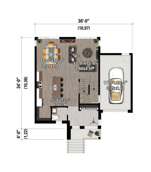 Contemporary Floor Plan - Main Floor Plan #25-4976