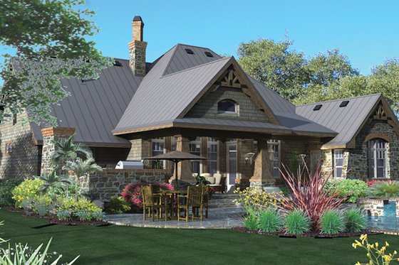 Exterior - Rear Elevation 3 for Country House Plan #120-243 - 3 bed, 2.5 bath