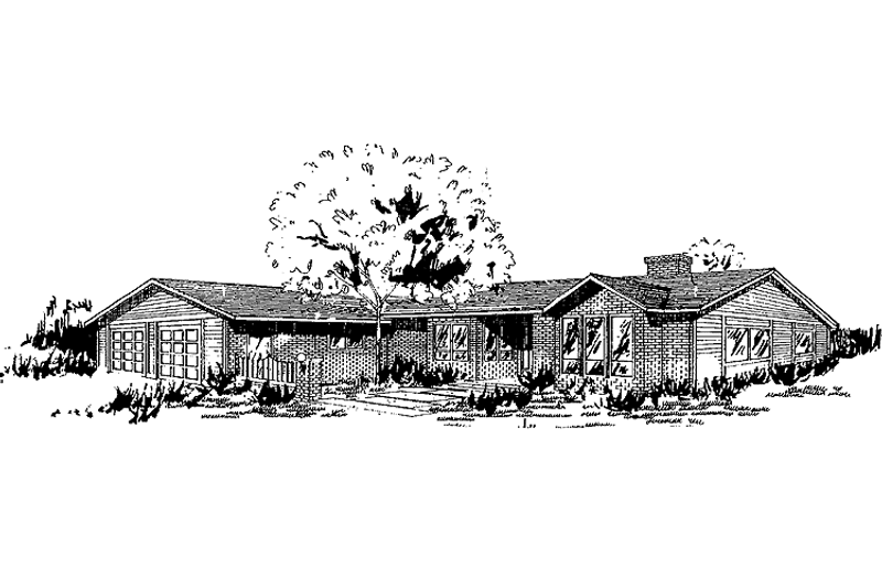 Architectural House Design - Exterior - Front Elevation 3 for Country House Plan #60-975 - 3 bed, 2 bath