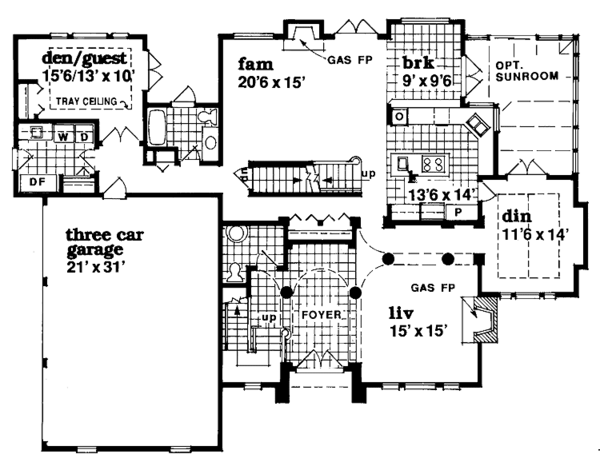 House Blueprint - Traditional Floor Plan - Main Floor Plan #47-1009