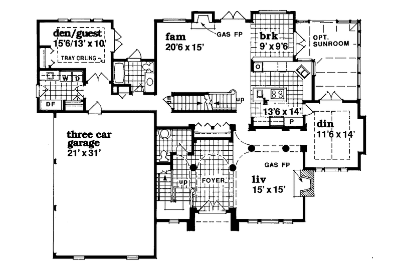 Architectural House Design - Floor Plan - Main Floor for Traditional House Plan #47-1009 - 4 bed, 4.5 bath