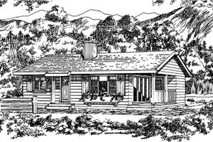 Exterior - Front Elevation 3 for Ranch House Plan #47-1033 - 2 bed, 1 bath