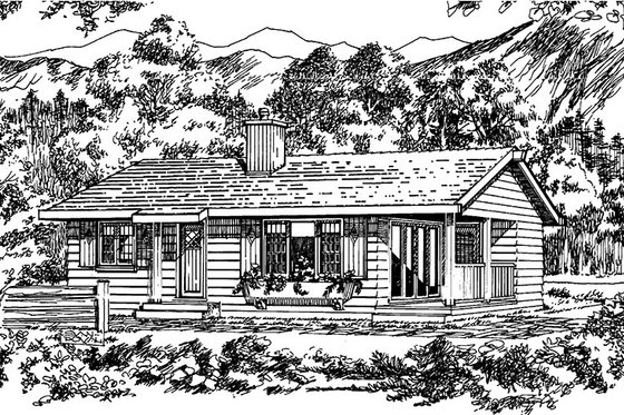 Exterior - Front Elevation 3 for Ranch House Plan #47-1033 - 2 bed, 1 bath