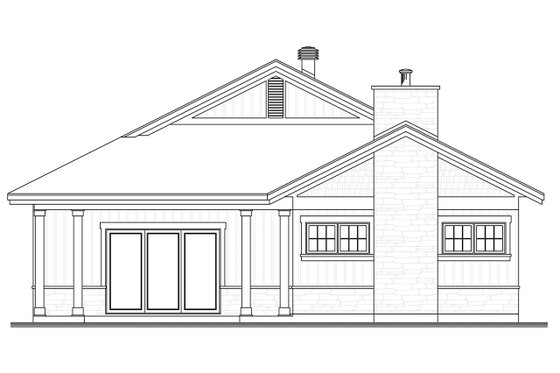 Exterior - Rear Elevation for Ranch House Plan #23-2655 - 3 bed, 2 bath