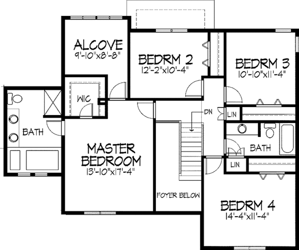 Home Plan - Tudor Floor Plan - Upper Floor Plan #51-904