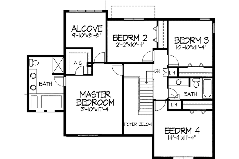 Home Plan - Floor Plan - Upper Floor for Tudor House Plan #51-904 - 4 bed, 2.5 bath
