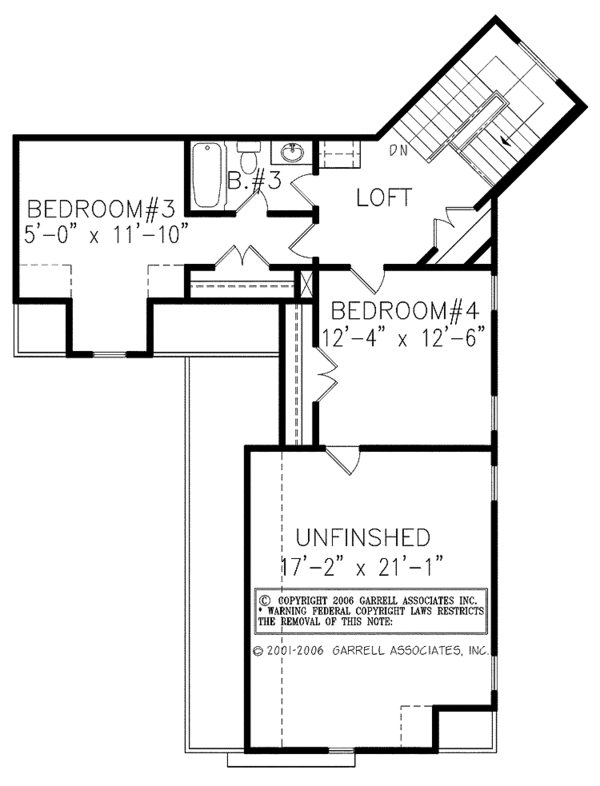 House Design - Traditional Floor Plan - Upper Floor Plan #54-261