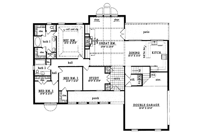 Home Plan - Floor Plan - Main Floor for Country House Plan #42-474 - 3 bed, 2 bath