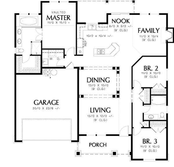 House Plan Design - Craftsman Floor Plan - Main Floor Plan #48-824
