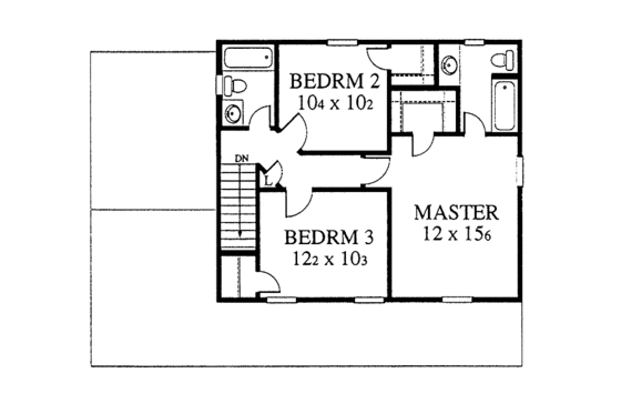 Floor Plan - Upper Floor for Country House Plan #1053-15 - 3 bed, 2.5 bath
