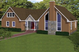 Exterior - Front Elevation for Country House Plan #1061-36 - 4 bed, 2.5 bath