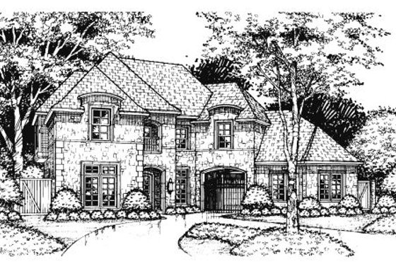 Exterior - Front Elevation for European House Plan #141-288 - 5 bed, 5.5 bath