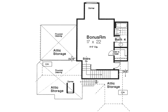 Floor Plan - Upper Floor for European House Plan #310-329 - 4 bed, 4 bath