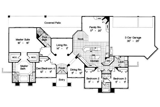 Floor Plan - Main Floor for European House Plan #417-292 - 4 bed, 3 bath