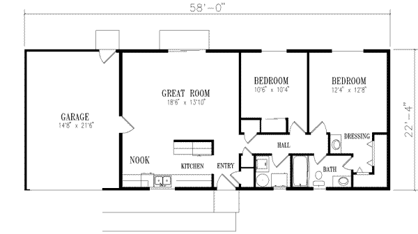 House Blueprint - Adobe / Southwestern Floor Plan - Main Floor Plan #1-134
