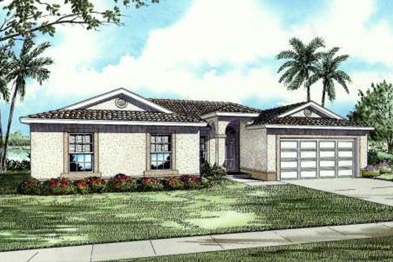 Exterior - Front Elevation for Mediterranean House Plan #420-115 - 4 bed, 2 bath