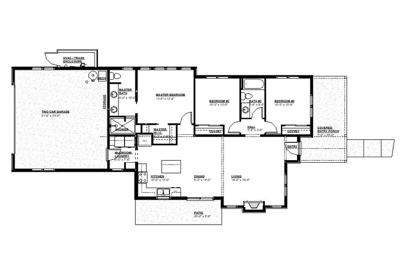 Dream House Plan - Floor Plan - Main Floor for Farmhouse House Plan #895-136 - 3 bed, 2 bath