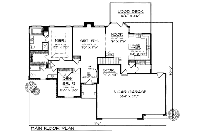 Home Plan - Floor Plan - Main Floor for European House Plan #70-803 - 4 bed, 3 bath
