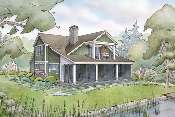 Exterior - Rear Elevation 1 for Bungalow House Plan #928-330 - 3 bed, 2.5 bath